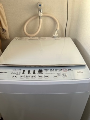 洗濯機【ハイセンス5.5キロ/1年使用】