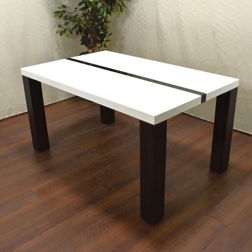 【ヤ取終了9/22】≪zyt1380ジ≫ シギヤマ家具工業 ダイニングテーブル NEVAN 幅135cm 奥行85cm ネヴァン/ネバン ハイグロス モノトーン 60303-05