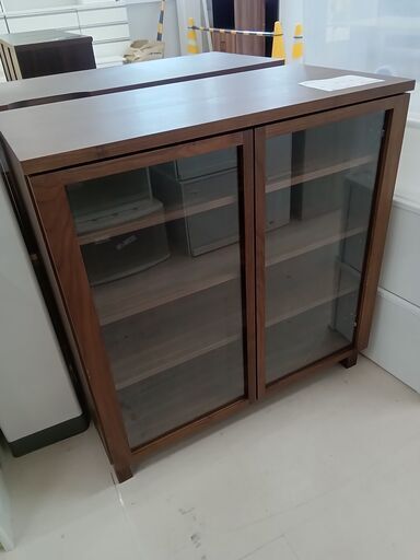 ★ジモティ割あり★ 無印良品 ガラスキャビネット ブラウン W80×D40×H83 クリーニング済み TC1928