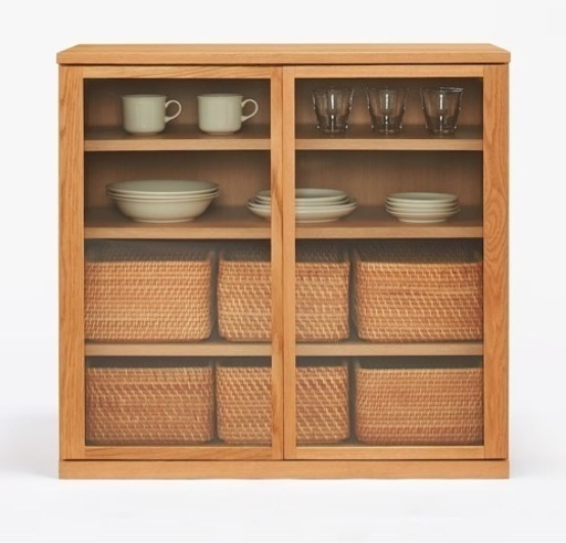 【美品】無印良品MUJI 木製キャビネット ウォルナット 食器棚　家具 収納家具 キャビネット