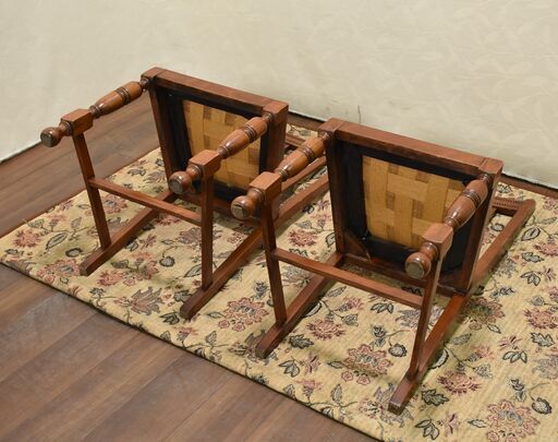 ヤ取8/15終了】≪yt1181ジ≫ 英国アンティーク調 ダイニングチェア 2脚