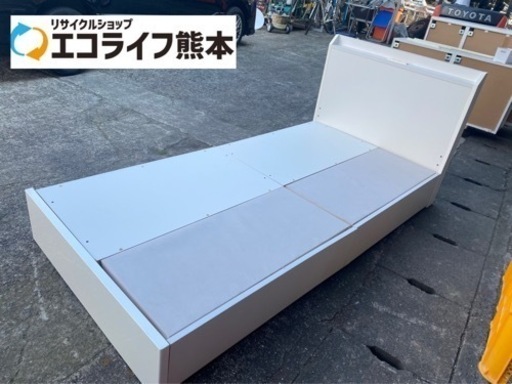 シングルベッド　フレーム　白　引き出し2個付き