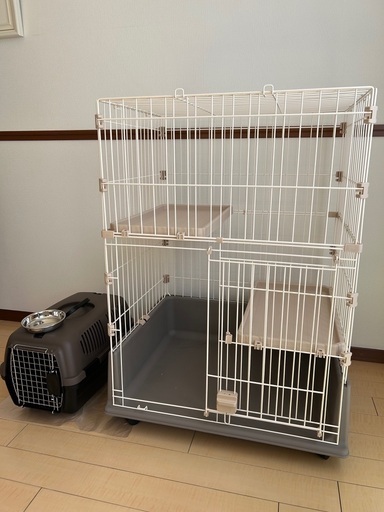 【美品】2日間使用の猫用ゲージ、他お迎えセット