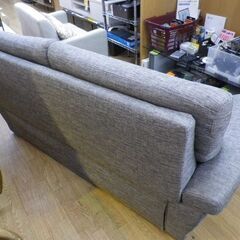 美品！2人掛けソファ ワイドツーシーター 布製 グレー系 ファブリック 幅約182cm クッション付き　西岡店