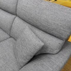美品！2人掛けソファ ワイドツーシーター 布製 グレー系 ファブリック 幅約182cm クッション付き　西岡店