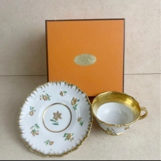 203602 マイセン 1級品 プレート 花柄 マイセン MEISSEN 金彩 花柄 カップ＆ソーサー ゴールドグランツ 食器 洋食器 中古 希少 箱あり