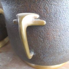 時代物 蜻耳火鉢 2点セット 火箸 灰付き 漢文 在銘 雲峯 漢詩 月 梅の図 手炙り 茶道具 蜻蛉耳 金属工芸 宣徳銅