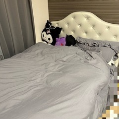 レザー調 姫系ベッドフレーム ホワイト