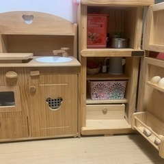 まとめ売り価格】トッドル キッチン おままごと 冷蔵庫 小物一式付き