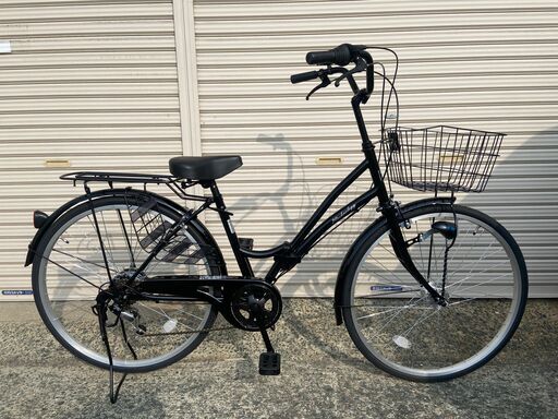 新品★未使用　ママチャリ　オートライト　 26インチ　シマノ製6段変速 ジェットブラック