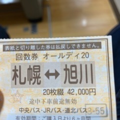 【決まりました】高速バス旭川↔︎札幌片道チケット