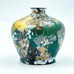 【極美品】花器 花瓶 陶器 直径7.3cm×高さ7.0cm 七宝焼？