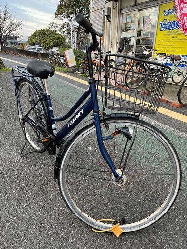 自転車 No.1061 ママチャリ シティサイクル 27インチ カゴ、荷台、LED