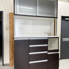 ニトリ★キッチンボード 120cm 食器棚 収納家具 ダークブラウン 高さ200cm キッチン家具 NITORI