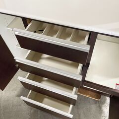 ニトリ★キッチンボード 120cm 食器棚 収納家具 ダークブラウン 高さ200cm キッチン家具 NITORI