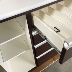 ニトリ★キッチンボード 120cm 食器棚 収納家具 ダークブラウン 高さ200cm キッチン家具 NITORI