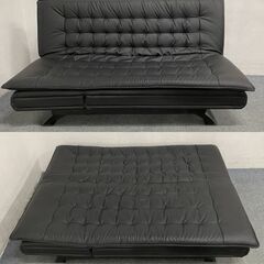 NITORI/ニトリ ソファベッド Nシールド ロック リクライニング ブラック 右リクライニング スツールセット 中古家具 店頭引取歓迎 R8063