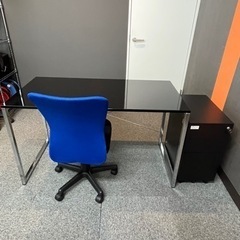 　【美品】オフィス3点セット　黒天板　家具 オフィス用家具 机