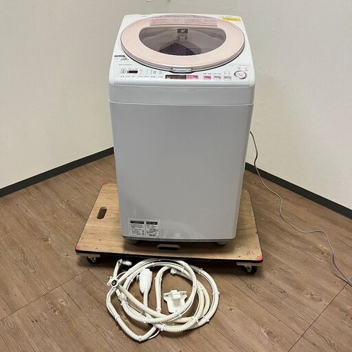 洗濯機 SHARP ES-TX8A-P タテ型洗濯乾燥機 洗濯容量8.0kg 乾燥容量4.5kg 2017年製 プラズマクラスター 予約タイマー/インバーター
