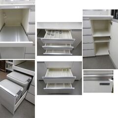 大型！キッチンボード パモウナ 幅140×高214㎝ パールホワイト ハイカウンタータイプ ソフトクローズ 便利なオプション追加あり　西岡店