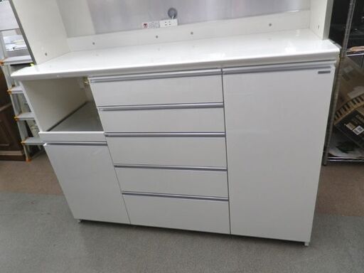 大型！キッチンボード パモウナ 幅140×高214㎝ パールホワイト ハイ  