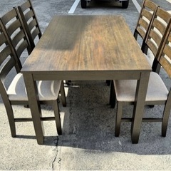 アメリカン家具 ダイニングセット シンプルな木製　ダイニングテーブル7点セット ダイニングチェア6脚付き  6人用 キッチンテーブルセット ファミリー家具 No2747