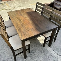 アメリカン家具 ダイニングセット シンプルな木製　ダイニングテーブル7点セット ダイニングチェア6脚付き  6人用 キッチンテーブルセット ファミリー家具 No2747