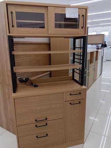 ★ジモティ割あり★  食器棚 ナチュラルベージュ H180.5×D40.5×W90 クリーニング済み HJ2424