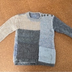 お洒落な手編みセーター⑤ /ウール ポケット付き