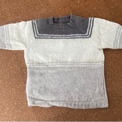 お洒落な手編みセーター④ /ウール ポケット付き