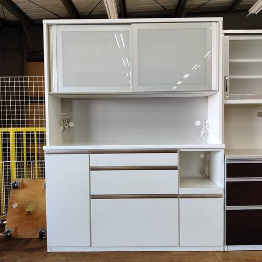 【愛品倶楽部柏店】松田家具 ワイド2枚スライド扉キッチンボード カルディア