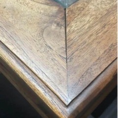 木製ガラステーブル アンティーク　重厚感　オーダー品　リビング