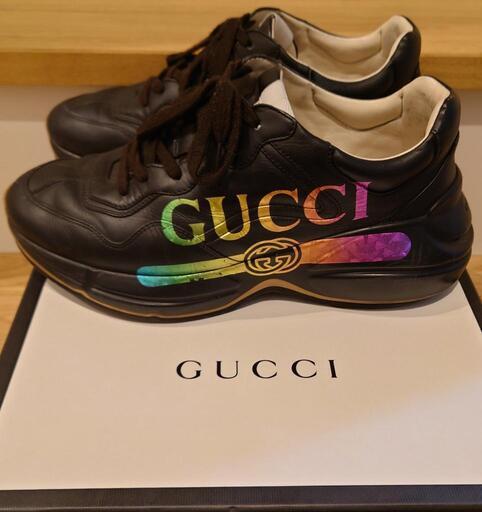GUCCI　ライトン　レインボー　黒　スニーカー　グッチ　ダットシューズ