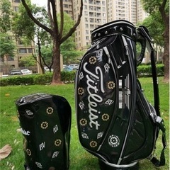 キャディバッグ PUレザー スポーツゴルフバッグ メンズゴルフバッグ レディースゴルフバッグ防水耐摩耗性 9.5モデル ブラックスポーツ ゴルフ