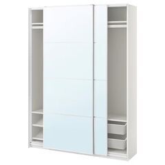 【新品・IKEA】 高級ガラス扉仕様PAX/AULI・ワードローブ　LED付（システム収納クローゼット）＜171000円相当・送料及び組立て費用込＞ ＃6