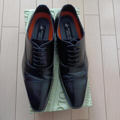 (ほぼ新品)男性用黒い革靴(合皮)ストレートチップ