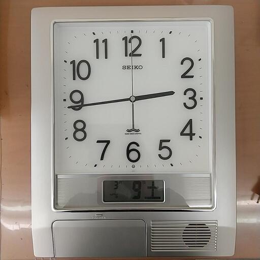 掛け時計 オフィスタイプ 電波 アナログ プログラム機能 カレンダー 液晶表示 銀色 SEIKO PT201S\n\n