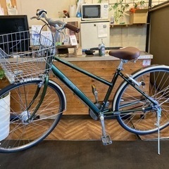 【前後チューブ・一発2錠の鍵新品！ブリヂストンアルベルト】LEDオートライト　内装3段　27インチ自転車　モスグリーン