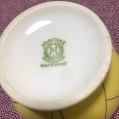 里帰り品 オールドノリタケ アールデコ 黄色い小壷 赤と紫の花文様 M-JAPAN