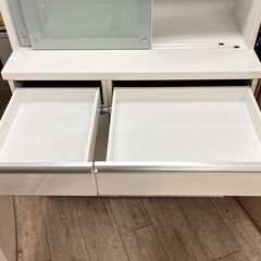 ダイニングボード 食器棚 キャビネット 引戸 モア100 白 ホワイト 鏡面