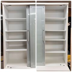 ダイニングボード 食器棚 キャビネット 引戸 モア100 白 ホワイト 鏡面