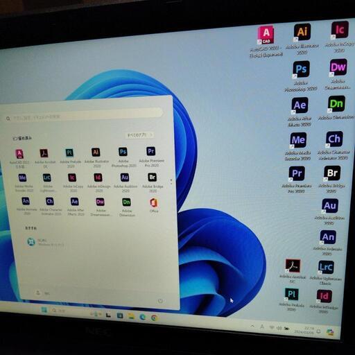 NECノートPC core i7 Windows11 office AdobeCC2020 illustrator Autocad2023 メモリ8G SSD