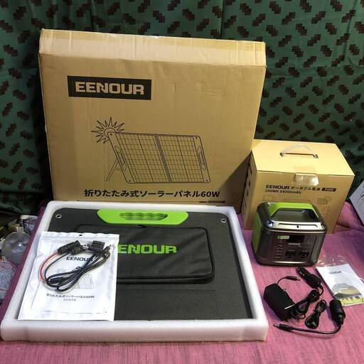 新品未使用　EENOUR製　ポータブル電源　折りたたみ式ソーラー60W　撮影の為開封のみ　取説　箱付　車中泊　ソロキャンプ　停電災害時に