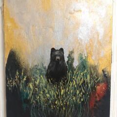 クマの油絵◆1点物の原画◆F4号サイズ/作者サイン入り