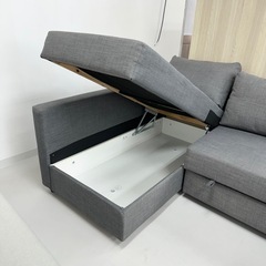 【超美品‼️】イケア 227cm幅3人掛けカウチソファ《フリーヘーテン》 ソファベッド 収納スペース付き グレー♪