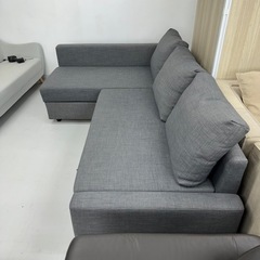 【超美品‼️】イケア 227cm幅3人掛けカウチソファ《フリーヘーテン》 ソファベッド 収納スペース付き グレー♪