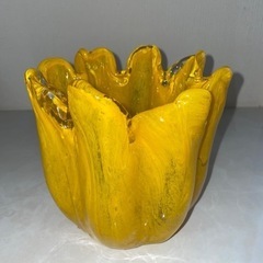 花瓶　黄色　フラワー　ガラス
