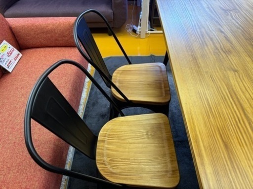 リサイクルサービス八光】ウッド＆ブラック ダイニングセット・チェア3脚