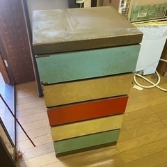 昭和レトロポップ　カラーボックス　カラフルタンス　箪笥　木製　家...