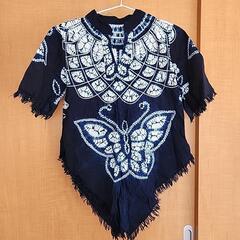 【取引中】藍染、絞り、刺繍のシャツ